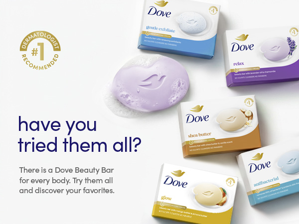 Dove Beauty Bars range displayed alongside messaging encouraging users to try all variants