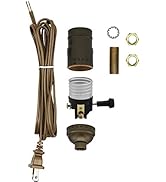 Make a Lamp or Repair Kit - All Essential Hardware, 3 Way Socket, and Matching Electric Cord (Bro...