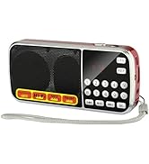 BOESPATR AM FM Radio Small Portable Multifunction Radio Dual Speaker bass, LED Flashlight, Pocket...