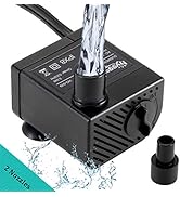 hygger Ultra Quiet 53GPH (200L/H, 3W) Submersible Mini Water Pump Comes with 2 Nozzles, for Aquar...