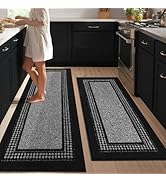 Kitchen Rugs Set,Non Slip Kitchen Mats for Floor-Thick Stain Resistant Kitchen Floor Mat Runner C...
