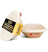 NeoRov Handmade Cotton Rope Banneton Bread Proofing Basket Set - 2X Round Bread Baskets - With Li...