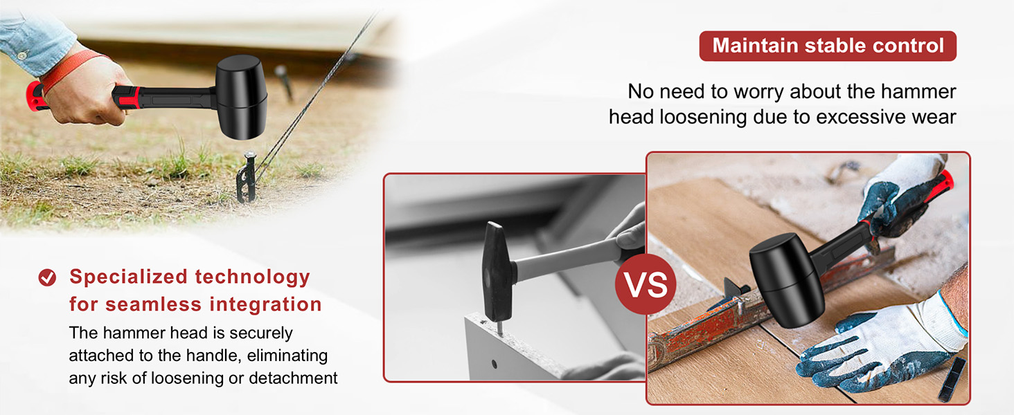 This rubber mallet safely delivers sufficient force while protecting struck objects from damage.