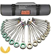 GRENPRO Ratcheting Wrench Set, Combination Wrench Set Metric And Standard &amp; SAE With Color Ring, ...