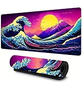 Jhdstore Blacklight Mouse Pad Japanese Wave Desk Mat, XXL Extended Mouse Pad, Large Japan Mousepa...