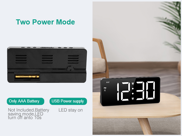 Digital Alarm Clock, LED Bedroom Clock with Bluetooth Sync Time