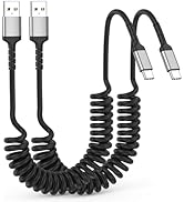 Car Carplay Cable 2Pack 3ft Coiled USB A to USB C Cable for Android Auto CarPlay, USB C Car Cable...