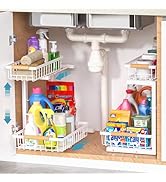 Liuoud Under Sink Organizer 2 pack, 2 Tier Slide Out Under Sink Organizers And Storage, Height Ad...
