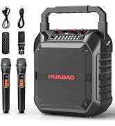 HUABAO Karaoke Machine with 2 Wireless Microphones, Portable Bluetooth Speaker for Adults &amp; Kids,...