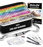 Shuttle Art 280 Colors Dual Tip Alcohol Based Art Markers, 279 Colors Permanent Marker Plus Color...