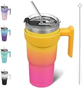 BJPKPK 20 oz Tumbler With Handle And Straw Stainless Steel Insulated Tumbler With Lid Reusable Me...