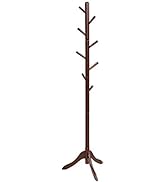Tangkula Wooden Tree Coat Rack Freestanding, Entryway Coat Stand with 8 Hooks, Height Adjustable ...