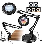 Akynite 12X Magnifying Glass with Light and Stand, 144 LEDs Magnifier with Light &amp; Flexible Robot...