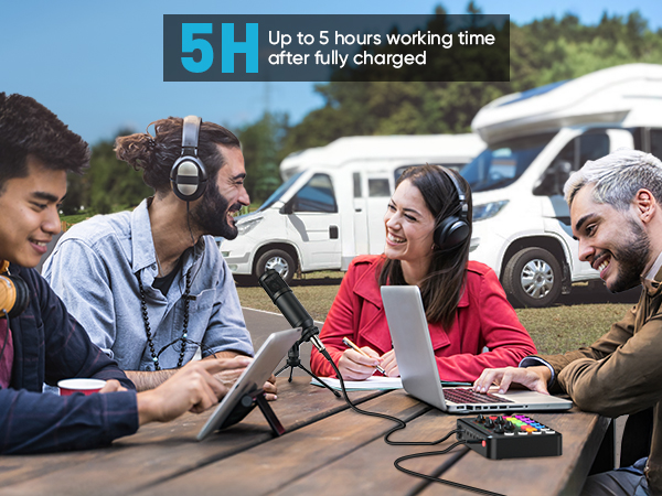 rechargeable and portable audio mixer