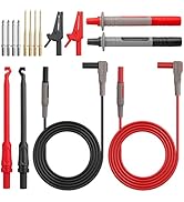 ALLmeter 18pcs Multimeter Test Lead Kit with Electric Wire Piercing Probe Clip 100cm Extension Ca...