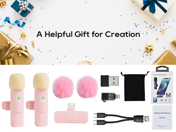 A Helpful Gift for Creation pink microphone podcast microfono para iphone lapel mic lavalier mic
