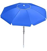 CAMPHILL Beach Umbrellas for Sand,Portable Outdoor Windproof Sun Umbrella with Push Button Tilt a...