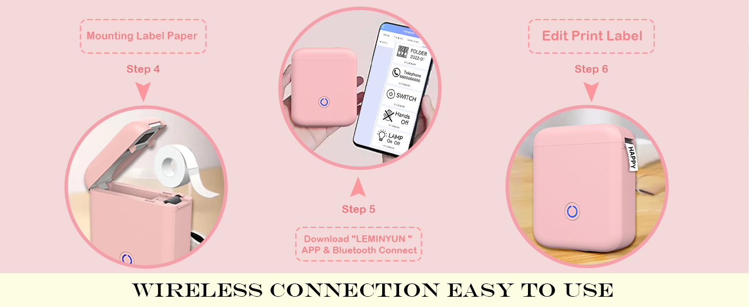 Label Maker Machine with Tape 300DPI Bluetooth Label Printer Portable Thermal Printer
