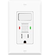 GFCI Outlet with Light Switch, 15 Amp Self-Test GFI Electrical Switch Outlet Combo with Tamper-Re...