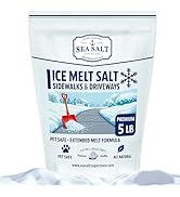 Sea Salt Natural Ice &amp; Snow Melt – Deicing Salt for Winter Surfaces – 5 lb Bag Covers Up to 1,250...