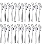 Unokit Stainless Steel Dinner Forks Silverware - 24 Pieces (7.1 Inch) Silver Dinner Forks Set of ...