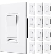 Amico 12 Pack Light Dimmer Switch, No Neutral Wire, Single Pole or 3-Way, for Dimmable LED/CFL (1...