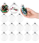 Kingrol 15 Pack Ornament Discs, 3.15 Inch Clear Plastic Fillable Ornament Ball for DIY Craft Proj...