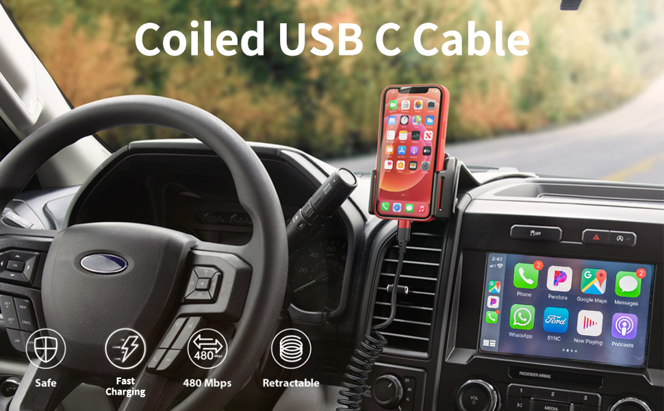 Coiled USB C Cable