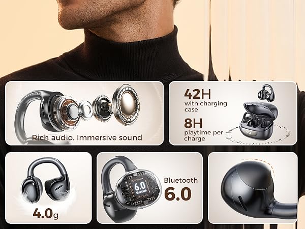 open ear earbuds,open ear headphones,clip on earbuds,clip on headphones,wireless earbuds