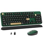 MPTOG Colorful Wireless Computer Keyboard and Mouse Combo with Round Typewriter Keycaps, Retro De...