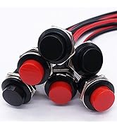 Twidec/6Pcs SPST Momentary Push Button Switch AC250V/3A AC125V/6A Mini Off(ON) ON Black + Red wit...