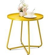 danpinera Outdoor Side Tables, Weather Resistant Steel Patio Side Table, Small Round Outdoor End ...