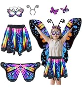 Jackcell Butterfly Wings Costumes with Skirt for Girls, Kids Butterfly Cape Fairy Costume Set,Hal...