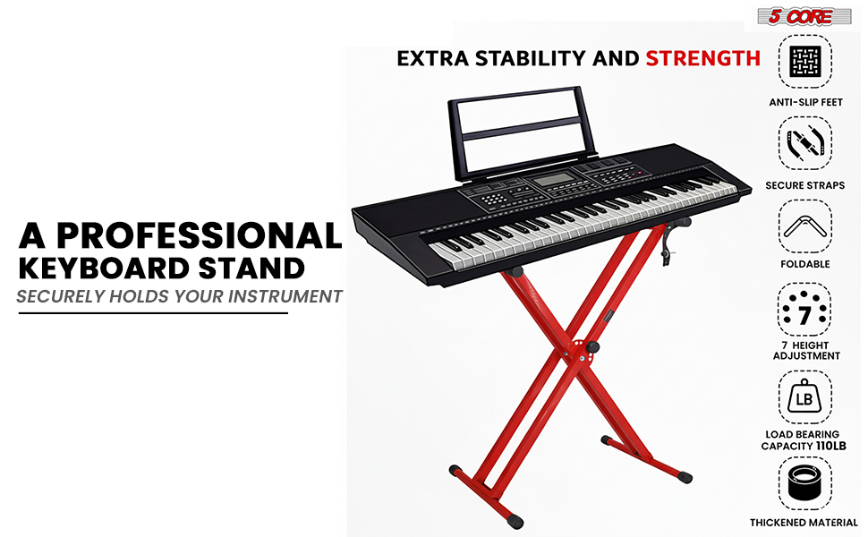 keyboard stand piano stand adjustable height x style double braced electric digital synthesizer