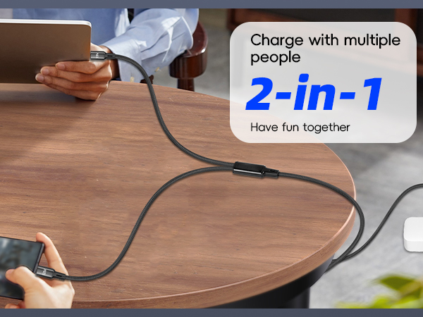 2 way double usb c charger cord