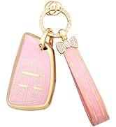 PIFOOG GMC Yukon Key Fob Cover 2023 2022 2021 Pink Gold for Chevy Chevrolet Suburban 1500 Tahoe 6...