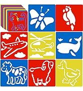 Peohud 36 Pieces Stencils for Kids, 6 x 5.6 Inch Drawing Chalk Stencils, Colorful Painting Stenci...