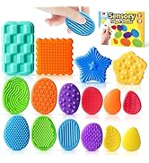 Sensory Fidget Toys for Kids Adults: 16 Pack Textured Silicone Worry Stones for Anxiety Relief, S...