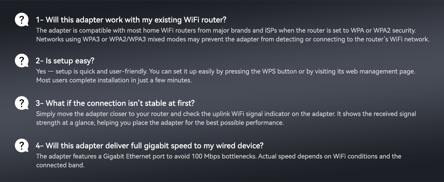 Product FAQ Covering Router Compatibility Setup Placement and Gigabit Speed