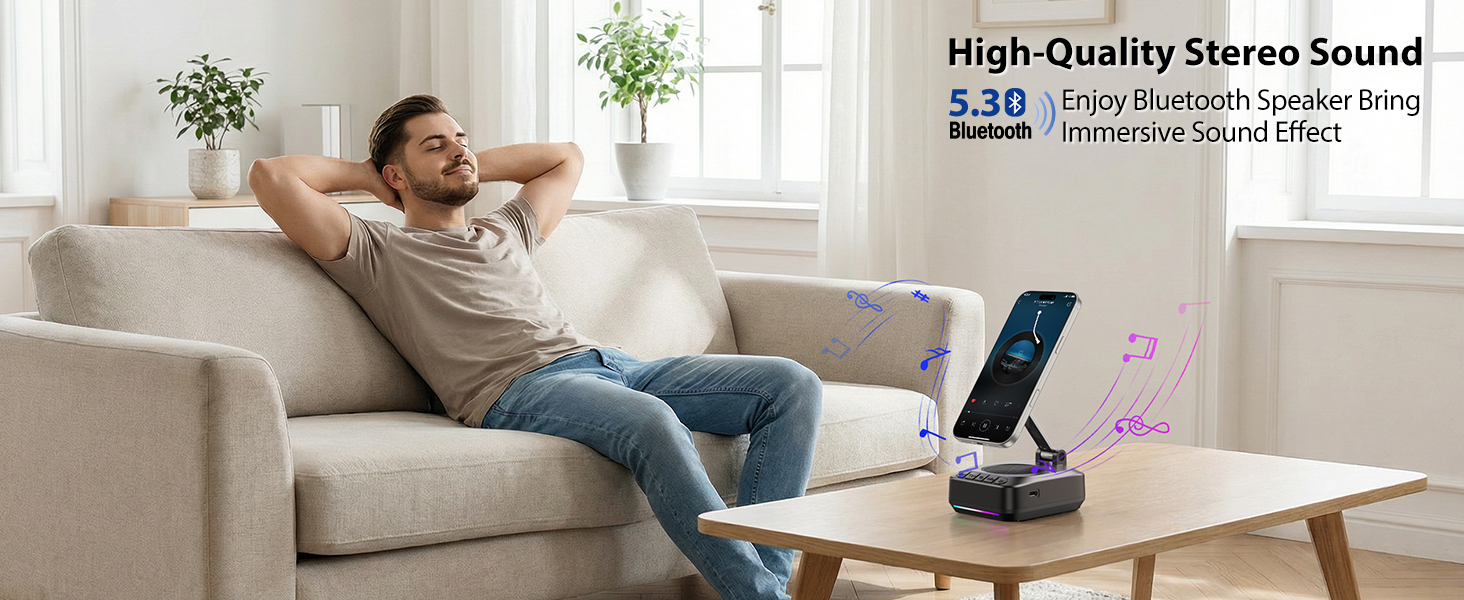 phone stand with bluetooth speaker