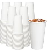 ECOEXTRA Coffee Cups 16 oz 200 Pack, Disposable Paper Cups for Hot Beverage Drinking, White Hot C...