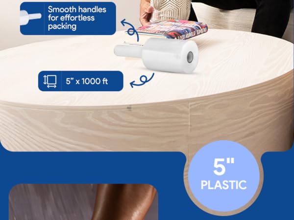 moving storage plastic stretch wrap film 1500 feet 80 gauge 5" 