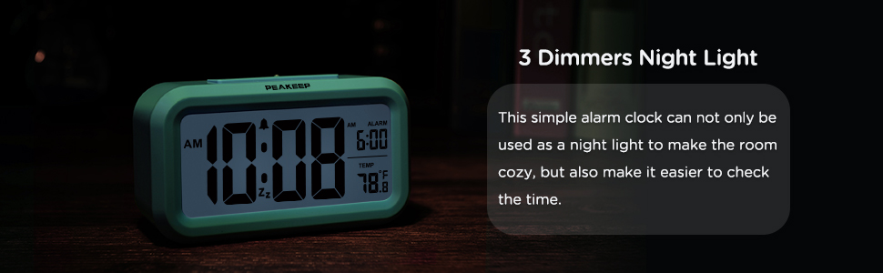 Peakeep Night Light Digital Alarm Clock