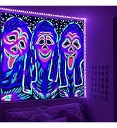 Jhdstore Blacklight Horror Tapestry Blacklight Horror Face Tapestry UV Reactive Tapestries Wall H...