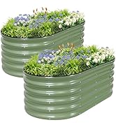 Permade Galvanized Raised Garden Bed Outdoor- 2 Pcs Raised Beds for Gardening| Metal Planter Box,...