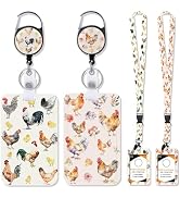 Chickens Retractable Lanyard Badge Holder - 2PCS Cute Flower Chickens Lanyard with ID Holder, Fun...