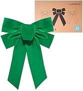 LaRibbons 12 Pack Christmas Green Velvet Bows, 13