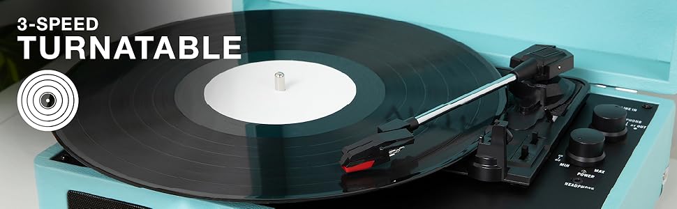 3-speed classic suitcase turntable