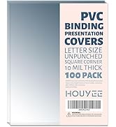 HOUYEE 100 Pack Clear Binding Presentation Covers, PVC Report Covers,10 Mil,8-1/2 x 11 Inches, Le...