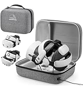 Hard Carrying Case for Meta Quest 3S/Qust 3/Quest 2/PICO 4, Portable Storage Bag with 2 USB Charg...